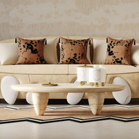 LANDIVIEW Einfaches Kreatives Design Lunarys Ovaler Mitteltisch Wohnzimmer OLIVER Italienischer Travertin Marmor Couchtische