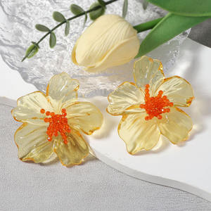 Pendientes de Moda con Diseño de Flor Colorida en Acrílico Transparente y Resina Plástica, Estilo Moderno - Product Image 3