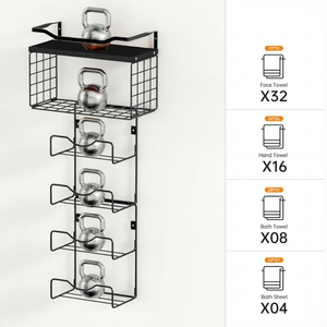 Toallero de metal para montar en la pared con múltiples estantes de almacenamiento para baño, toallero de metal duradero para baño, venta al por mayor. - Product Image 2