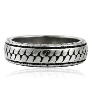 Men's <b>Titanium</b> Steel Tire Print <b>Ring</b> Geometric Textured Design Gift Jewelry 280714 - Product Image 5