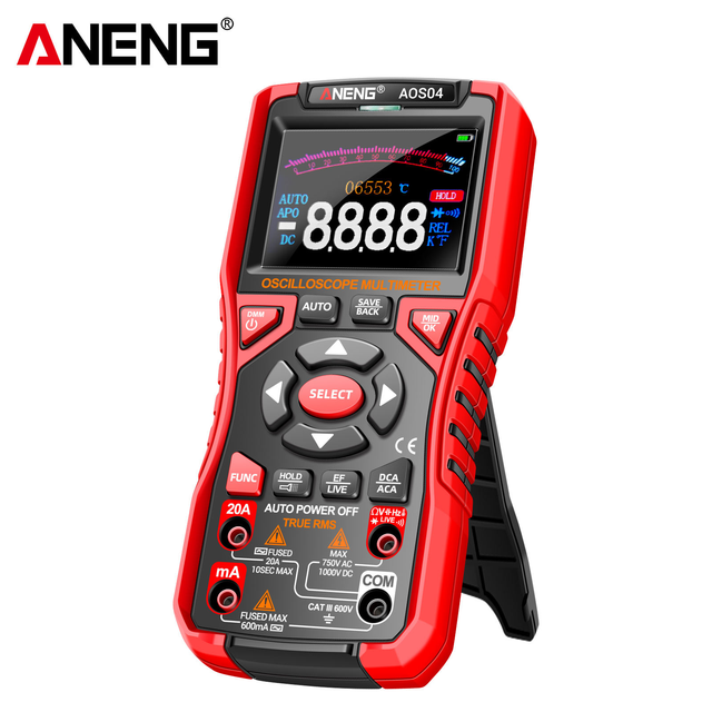 ANENG AOS04 Digital Oscilloscope 10MHz 50MS/s Sample Rate Multimeter Transistor for Analog Bandwidth Waveform Storage DC