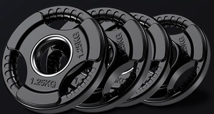 Factory Wholesale Gym Lb Dreiloch-Gewichts stück 10kg/15/20 /25 Hand greifer Gummi-Lang hantel platten - Product Image 3