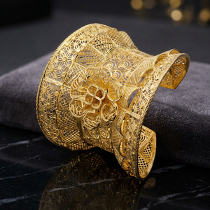 กำไลข้อมือทองชุบ 14K 18K 24K แบบขายส่ง ลายดอกไม้ กำไลแฟชั่น และกำไลทองเหลืองชุบทอง - Product Image 4