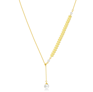 Redondo de agua dulce, collar con colgante de perlas blancas brillantes, cadena de clavícula - Product Image 3