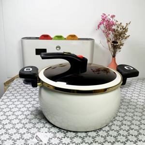 Casserole à micro-pression en fonte antiadhésive de style nouveau, 5L 7L, revêtement émaillé, pot à soupe de cuisine, marmite, couvercle en verre, cuisinière à gaz à induction - Product Image 4