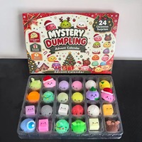 Calendrier de l'Avent de Noël 24 pièces Mini Jouets Squishy en forme de Ravioli Boîte Mystère Compte à Rebours Jouet Anti-Stress Vente en Gros