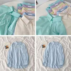 Nueva Camisa de Gasa para Mujer, Estilo Vintage, Corte Regular, Cuello Alto, Edición Coreana, Versátil, Primavera/Otoño, Logotipo Frontal, Secado Rápido - Product Image 2