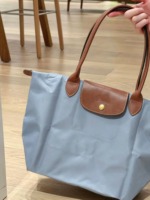 Sac fourre-tout pliable en nylon 2026 pour femme, grand sac à bandoulière léger à longues poignées, sac de voyage réutilisable, taille L