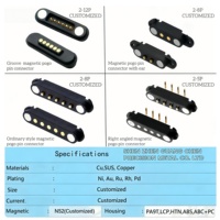 Lubang Pemasangan Sekrup Pitch 2.54 MM, Konektor Pogo Pin Pegas Pria Wanita 2pin 3pin 4pin 5pin, Konektor Pogo Pin Magnetik