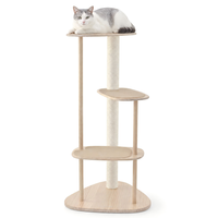 Meuble compact pour chat en bois avec structure en bois massif, colonne à gratter en sisal, bords arrondis lisses pour chats d'intérieur, arbre à chat OEM ODM