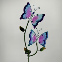 Lampe solaire à LED pour jardin, double papillon violet, décoration extérieure