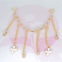 Bottes et sandales pour femmes de la marque SF à la mode avec sangle en strass de couleur personnalisée, pendentif en forme de feuille, chaîne en métal, boucle de chaussure