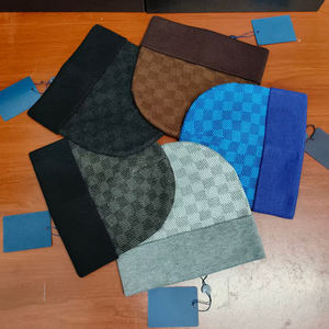 2025 Mode Chaud Damier Bonnet Crâne d'Extérieur pour Hommes Femmes Hiver Designer Héritage Unisexe Noir Tricoté Bonnet Manchette 1:1 - Product Image 3