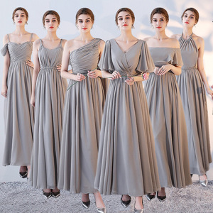 S2697F <span class=keywords><strong>Vestido</strong></span> de Dama de Honor Gris Talla Grande de Alta Calidad para Primavera 2025 - Product Image 1