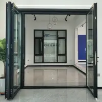 Puertas de aluminio plegables para exterior, vidrio sin marco, insonorizadas, para garaje, restaurante