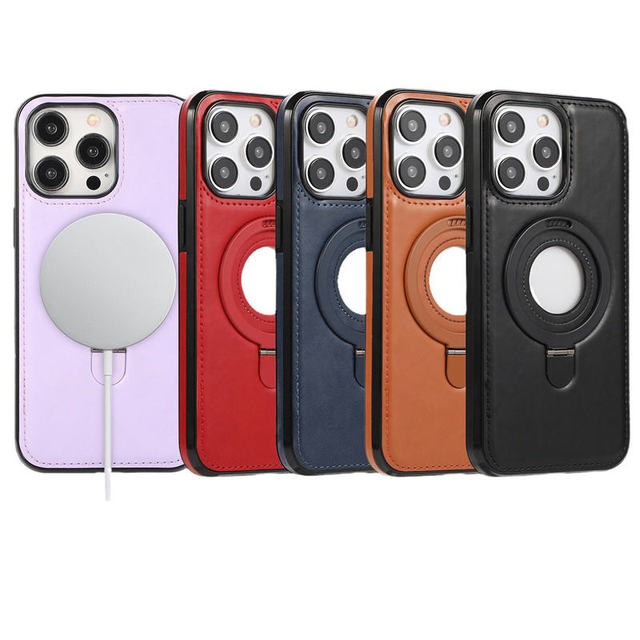 For iPhone 15 Pro Max Magnetic Ring Stand Leather Phone Case for iphone 14 Plus 13 Pro 12 Premium Leather iPhone 15 Pro Max Case