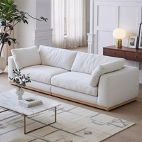 Modernes Sofa aus Leinenstoff, übergroße 3-Sitzer-Eckcouch mit abnehmbaren Kissen für das Wohnzimmer