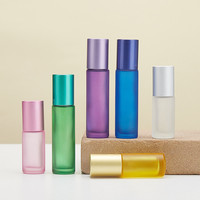 Bouteilles d'huile essentielle en verre givré teinté de 5 ml et 10 ml, flacons roll-on en verre, flacons d'échantillon portables avec bouchon à bille