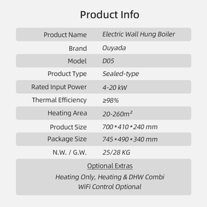 Caldera Eléctrica Combinada de Pared 4-24kW con WiFi, Control Remoto, Silenciosa, Agua Caliente Instantánea, Calefacción para Casa, 220V, CE, Exportación, Fábrica China - Product Image 6