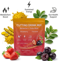 30 bâtonnets de poudre de supplément à la fraise, berbérine, yerba mate, 5-HTP, magnésium et FOS pour le métabolisme énergétique, personnalisation OEM