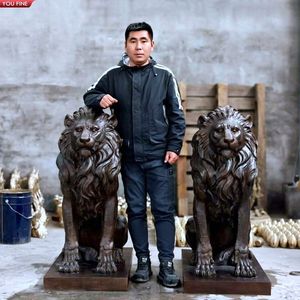 YOUFINE等身大ブロンズライオン彫刻像、屋外別荘のエントランス装飾用 - Product Image 1