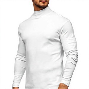 Pull à col roulé en tricot noir uni pour homme, manches longues, vêtements d'hiver - Product Image 1