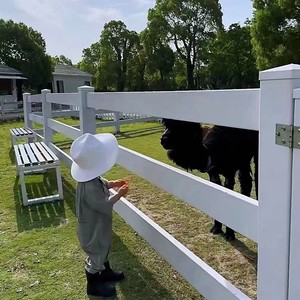 مزرعة بيضاء للأبقار فينيل <span class=keywords><strong>3</strong></span> قضبان من كلوريد البولي فينيل Paddock الحصان وبعد السياج الأمني ، نوع الطبيعة من الخشب المعالج بالضغط - Product Image 1