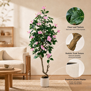 ดอกชบาประดิษฐ์ทำจากพลาสติกเป็นมิตรต่อสิ่งแวดล้อม - Product Image 2