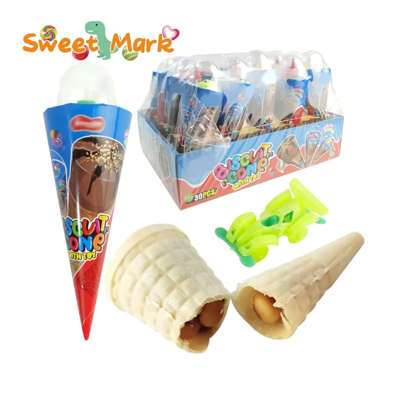 Novelty Ice cream shape chocolate biscuit halal candy with kid toys