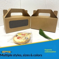 Boîte pliable en gros avec fenêtre transparente et poignée, personnalisable avec logo, en papier kraft de qualité alimentaire pour emballage de pâtisseries et gâteaux, impression quadricolore