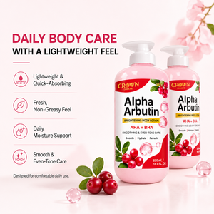 Loción Corporal Iluminadora con Alfa Arbutina de Marca Privada, AHA BHA, Hidratante, Suavizante, Unifica el Tono, Refrescante, Cuidado Diario para Todo el Cuerpo - Product Image 3