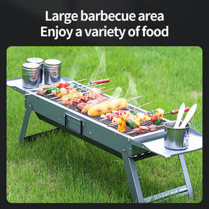 Barbecue au charbon de bois pliable, portable et compact pour l'extérieur, avec plateau latéral et grille, idéal pour les pique-niques et le camping - Product Image 4