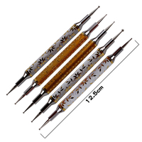 WELLFLYER DOTO-017 Outils professionnels de nail art, stylets à billes (or/argent) avec manche en plastique pour la peinture sur roche, la poterie et l'argile