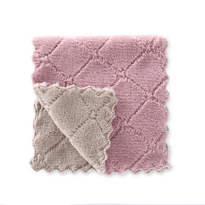 Rouleau de serviette en molleton de corail, vente en gros, haute qualité, facile à nettoyer, design de diamant, essuie-tout de cuisine, thé, - Product Image 4