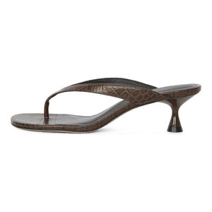 Sandales à talon chaton en cuir gaufré façon croco, doublure en cuir véritable, élégantes, pour l'été, mariage, fête, chaussures habillées - Product Image 1