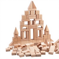 Ensemble de blocs de construction en bois pour enfants, jeu d'empilage de château, jouets de construction, blocs géométriques en bois éducatifs pour la maternelle