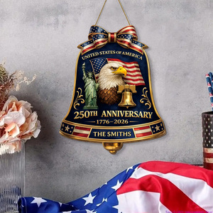 Décoration de porte suspendue en bois, style campagnard américain, avec aigle, Statue de la Liberté et drapeau américain, pour le 250e anniversaire du Jour de l'Indépendance - Product Image 1