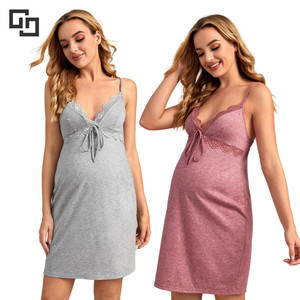 Vêtements de grossesse avec ceinture pour femmes <span class=keywords><strong>Allaitement</strong></span> Robe de maternité Robe de nuit pour femmes - Product Image 1