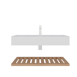 LeDe 36 Inch Bathroom Vanity With Vessel Sink <b>Wall</b> Mounted <b>Floating</b> White Rectangular Acrylic Integrated Basin Without Faucet - Product Image 2