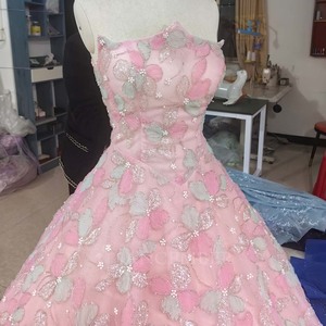 Lsany245 Vestido de Noche de Maternidad Moderno y Elegante, Estilo Princesa, Rosa Dulce, con Apliques 3D, de Lujo, con Cola de Capilla, ¡Gran Venta! - Product Image 4