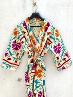 Indien fait à la main Vintage Suzani travail Kimono ouzbek Suzani Robe brodé à la main respirant séchage rapide été ethnique unisexe
