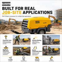 Compresor de Aire de Tornillo Diésel Portátil Atlas Copco XAS88 con Motor Kubota de 33kw para Operaciones en Obras de Construcción de Carreteras