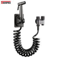 SANIPRO Robinet d'angle en plastique 1 entrée 2 sorties, pulvérisateur de toilette portable, ensemble pistolet de pulvérisation pour bidet Shattaf, robinet manuel pour femmes musulmanes