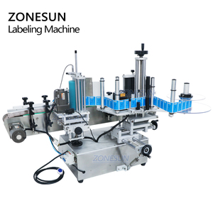 Bottle Labeler Labeling Machine ZONESUN TB-500A Bench Top Labeller PET Jar Water Bottle Double Side Automatic Positioning Labeling Stickering Machine