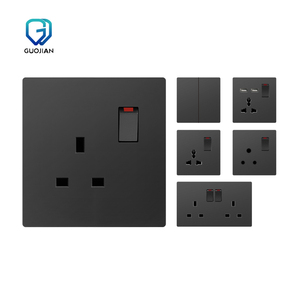 Nhà máy cung cấp t Series da-cảm giác Series <span class=keywords><strong>2</strong></span> <span class=keywords><strong>gang</strong></span> 3 Pin + 2USB MF ổ cắm Đen tường chuyển đổi và ổ cắm với IEC saso - Product Image 4