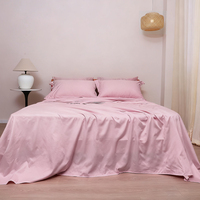 Parure de lit d'hôtel HFW Factory Direct 200 TC 100 % coton, teinte végétale, gris clair uni, écologique, drap plat et drap-housse