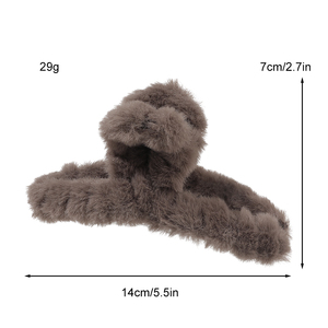 Nouveau grand Simple couleur unie pinces à cheveux Jumbo taille tempérament femmes cheveux accessoires fausse fourrure fourrure requin <span class=keywords><strong>pince</strong></span> en peluche cheveux griffe - Product Image 5