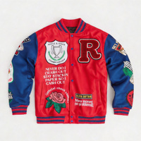 Vestes bomber en polyester brodées en chenille avec manches en cuir de haute qualité, personnalisées OEM, vestes universitaires courtes pour hommes