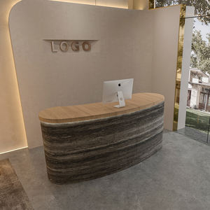 Bureau d'accueil en MDF octogonal moderne avec lumière LED pour usage commercial - Product Image 3