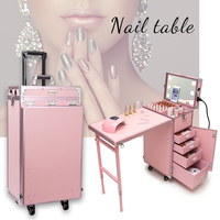 Table à ongles KONCAI en promotion, table de manucure rose ultra-luxe, chariot de salon de beauté, table de cosmétiques